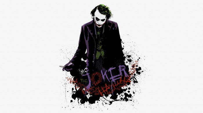 white background, movies, The Dark Knight, MessenjahMatt, Joker, paint splatter, Batman