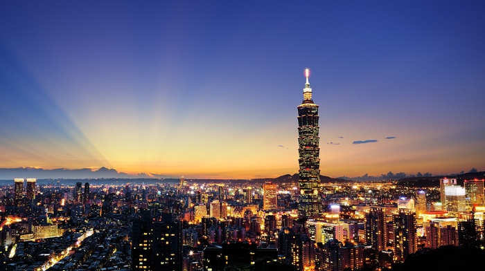 building, Taipei 101, anime, Taipei, lights, cityscape, Thailand