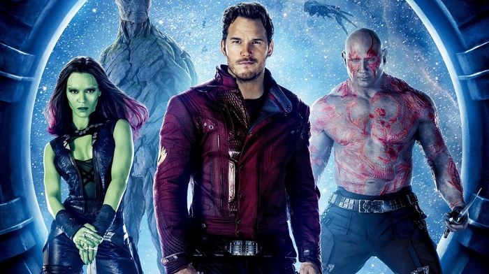 star lord, Rocket Raccoon, Gamora, Drax the Destroyer, movies, guardians of the galaxy
