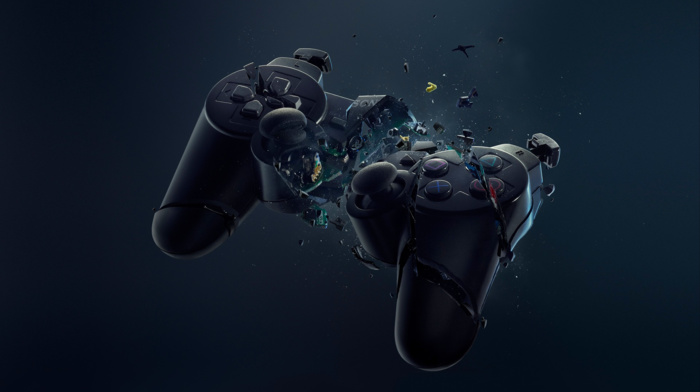 controllers, consoles, broken, DualShock 3, blue, black, technology, playstation, video games, DualShock, Play Station