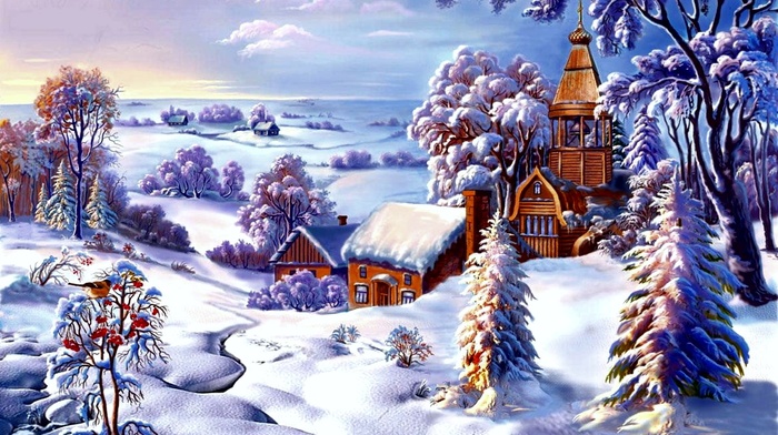 landscape, winter, snow