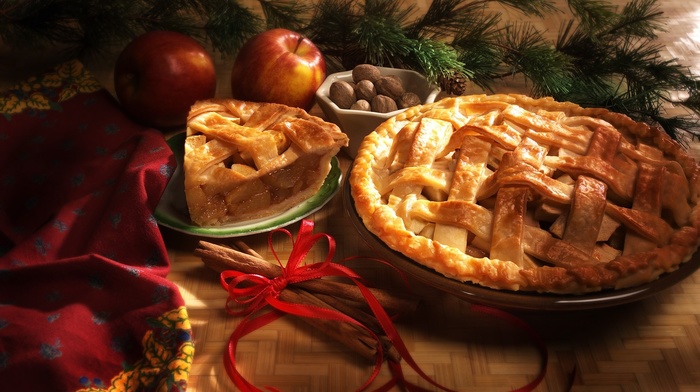 ribbon, desserts, food, pies, apples