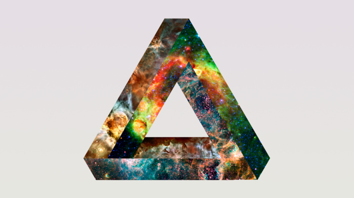 space, abstract, Penrose triangle, simple background