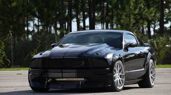 mustang, cars, stripes, black, Ford