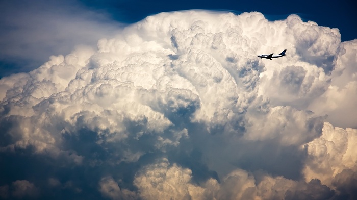 airplane, clouds