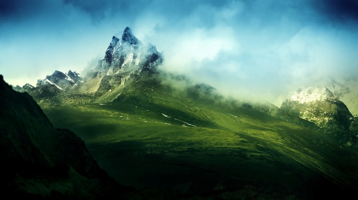 mountain, nature, mist