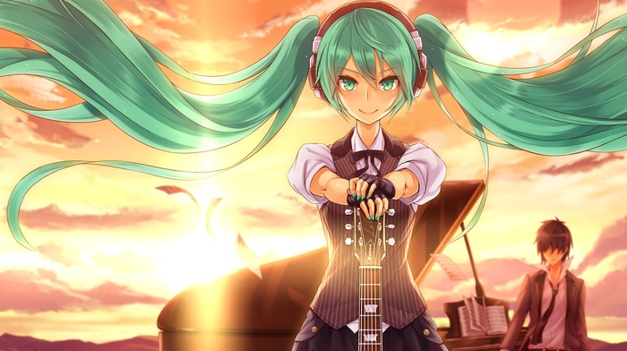 Hatsune Miku, Vocaloid, anime, anime girls, twintails