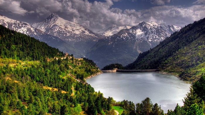 nature, lake, mountain, landscape, Aussois dam