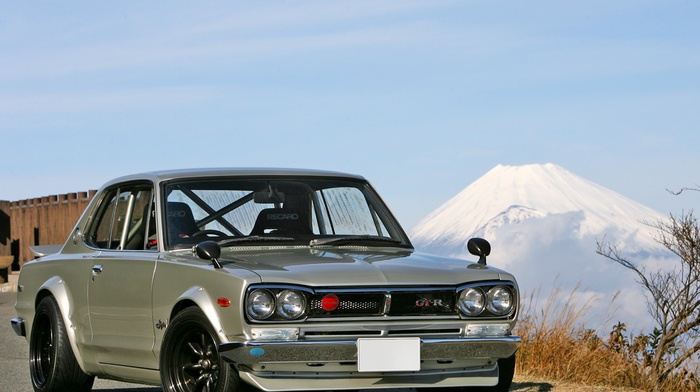 Hakosuka, Nissan, Mount Fuji, Nissan Skyline, car, GT2000, Japan, mountain