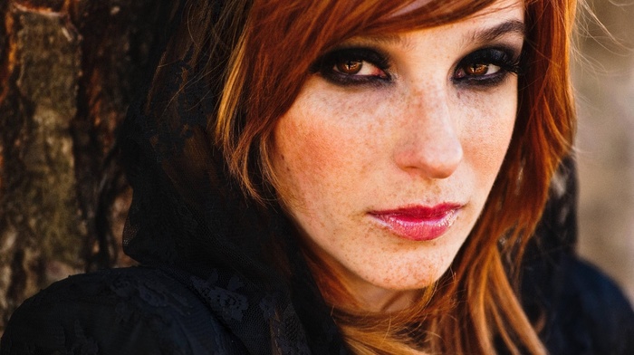 freckles, face, brown eyes, girl, redhead