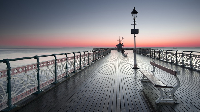 cities, bridge, sunset