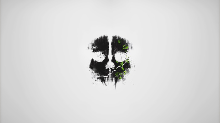 gray, black, Call of Duty Ghosts, skull, minimalism, green