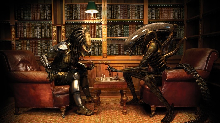 books, Alien movie, Alien vs. Predator, chess, predator movie