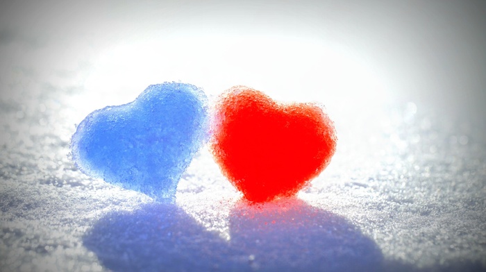 red, blue, love, creative, ice, snow