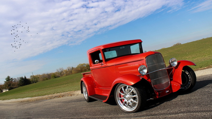 road, sky, auto, cars, red, nature