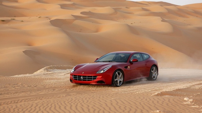 Ferrari, cars, red, sky, desert, auto, sand
