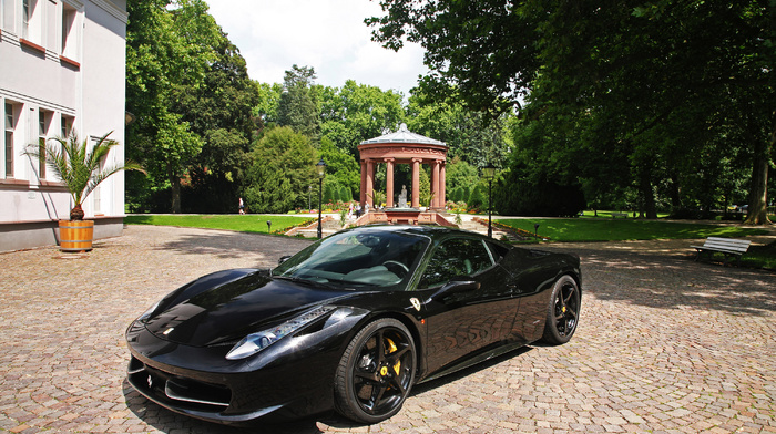 cars, black, wheels, Ferrari