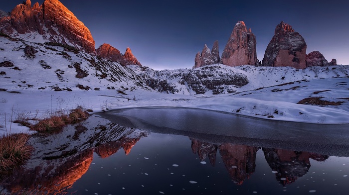 rock, landscape, snow