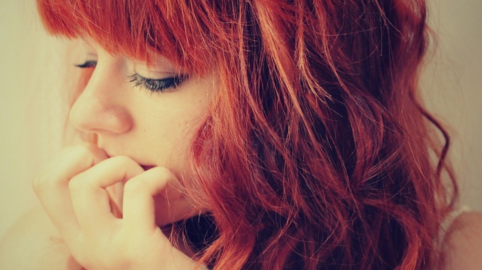redhead, face, girl