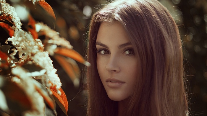 brunette, girl, face