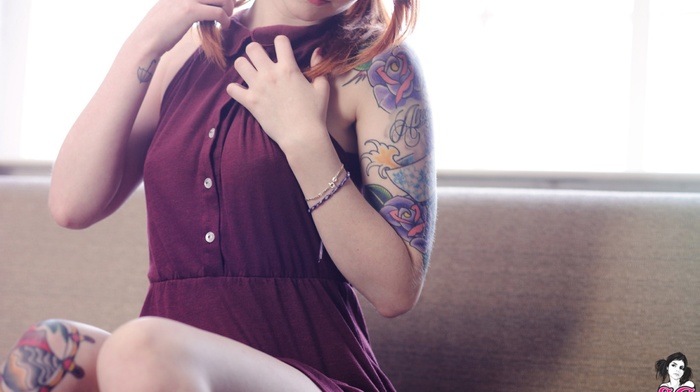 tattoo, girl, redhead