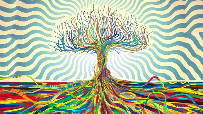 trees, matei apostolescu, abstract, colorful