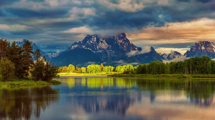 landscape, mountain, river