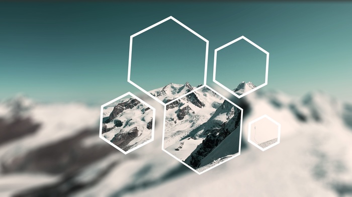 hexagon, blurred, triple screen, landscape