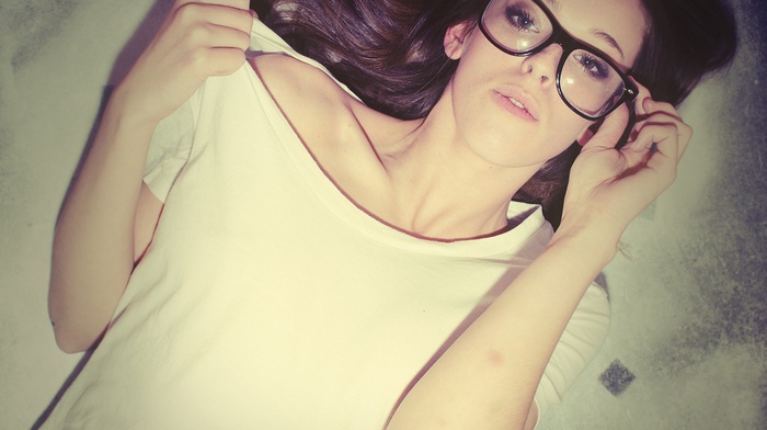 girl, glasses, brunette, girl with glasses