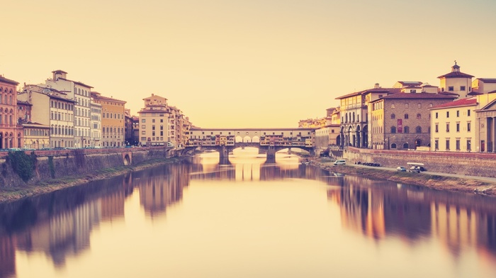 bridge, Firenze, water, cityscape