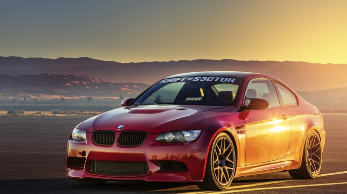 nature, sportcar, bmw, auto, BMW, red, sunset, cars, light, road