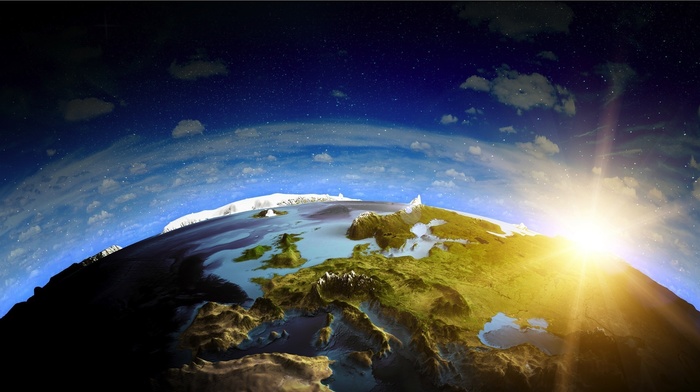 Ukraine, Alps, 3D, space, Sun, Earth, beautiful