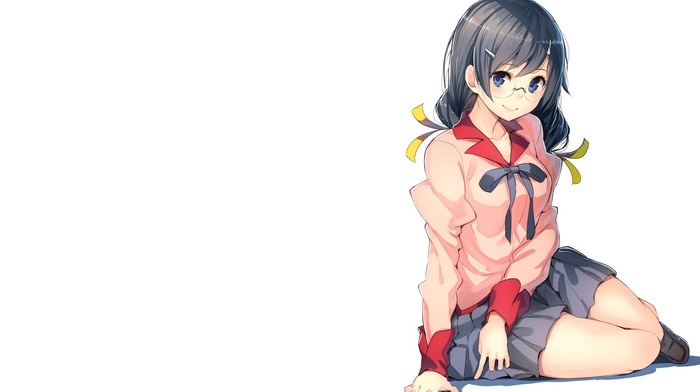 hanekawa tsubasa, anime girls, anime, monogatari series, school uniform