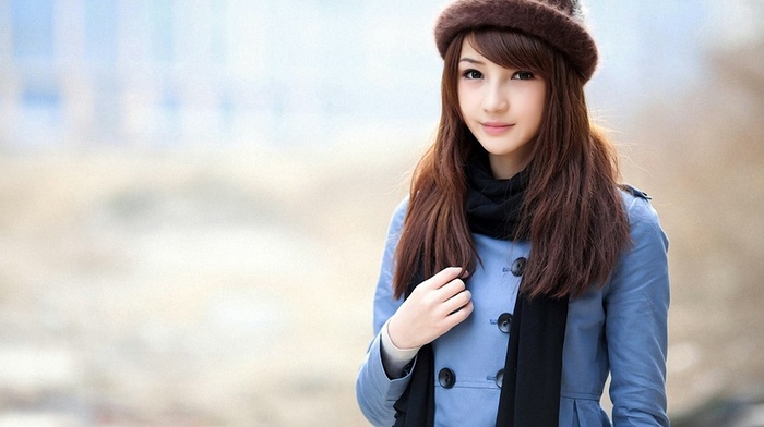 brunette, simple background