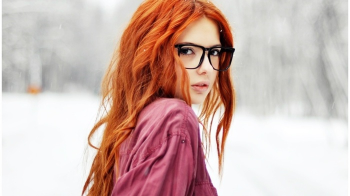 glasses, face, redhead, curly hair