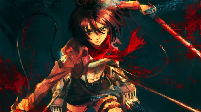 Mikasa Ackerman, anime girls, Shingeki no Kyojin, anime