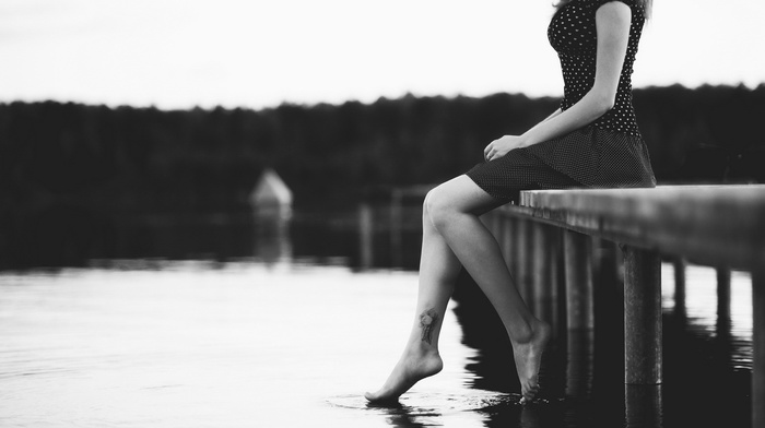 landscape, legs, river, girl