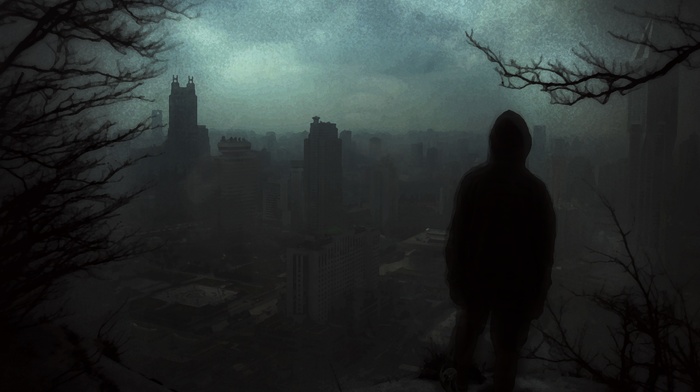 Shanghai, rear view, nightmare, dark, alone, trees, forest