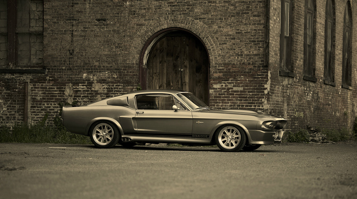 building, auto, Ford, gray, background, mustang, cars, photo, wheels