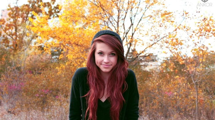 girl, redhead, girl outdoors