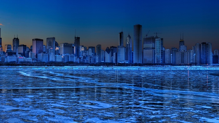 blue, cityscape, Chicago
