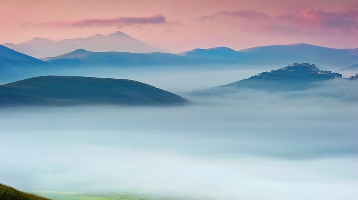 mist, hill, landscape