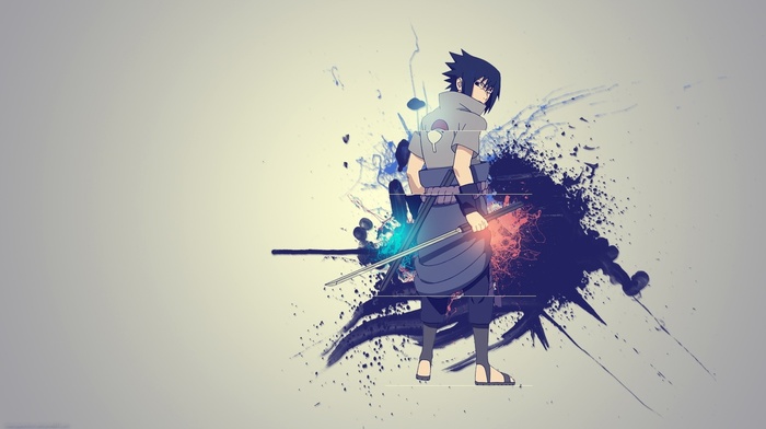 Uchiha Sasuke, Naruto Shippuuden, paint splatter