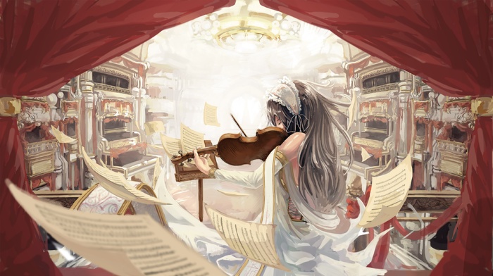 violin, original characters, anime girls