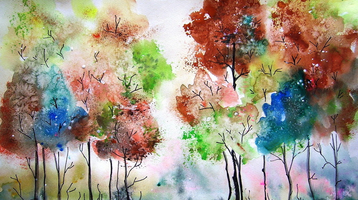 colors, painting, painting, stunner, trees