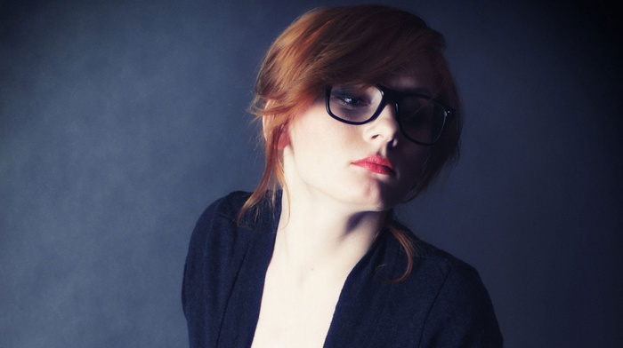 glasses, redhead, girl, model