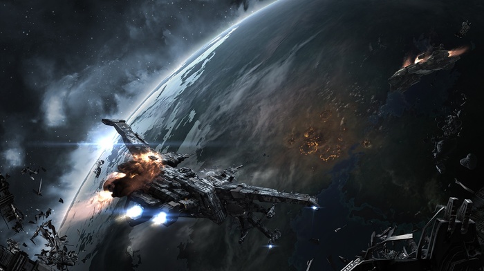Caldari, space, EVE Online, space battle, spaceship