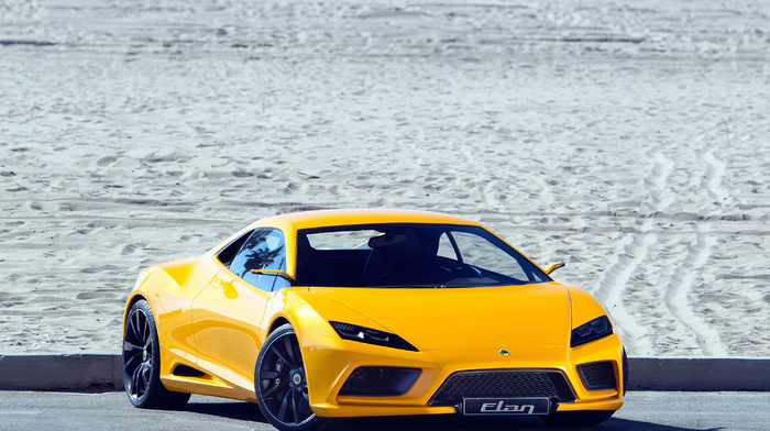 sportcar, sand, yellow, cars