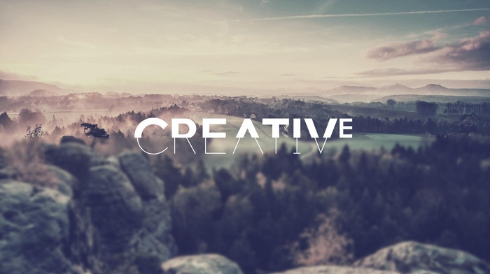 landscape, filter, blurred, typography, creativity