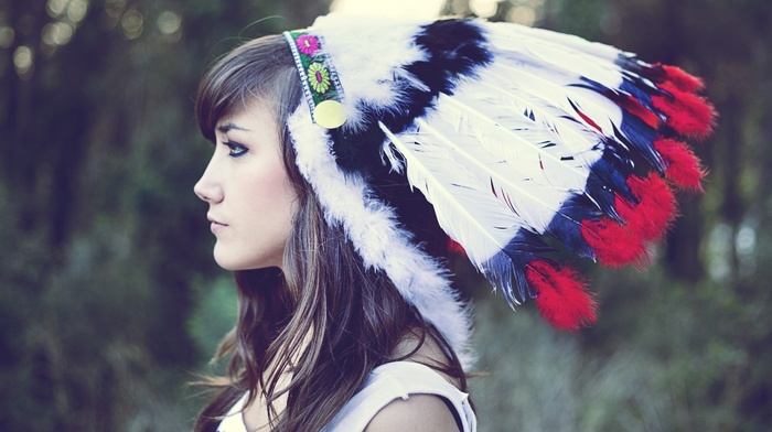 indian, brunette, native americans, headdress